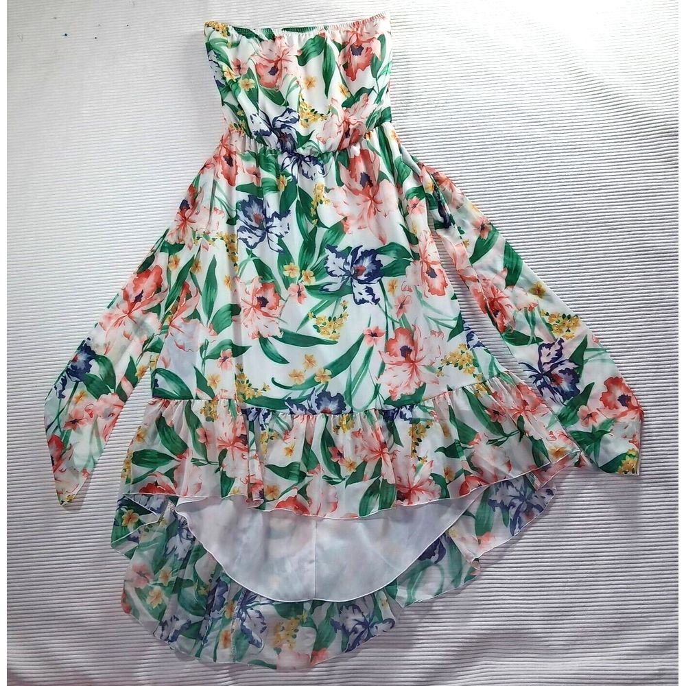 Sweet Pea for New York &‎ Company Strapless Floral XS Hi Low Dress Lined Belt